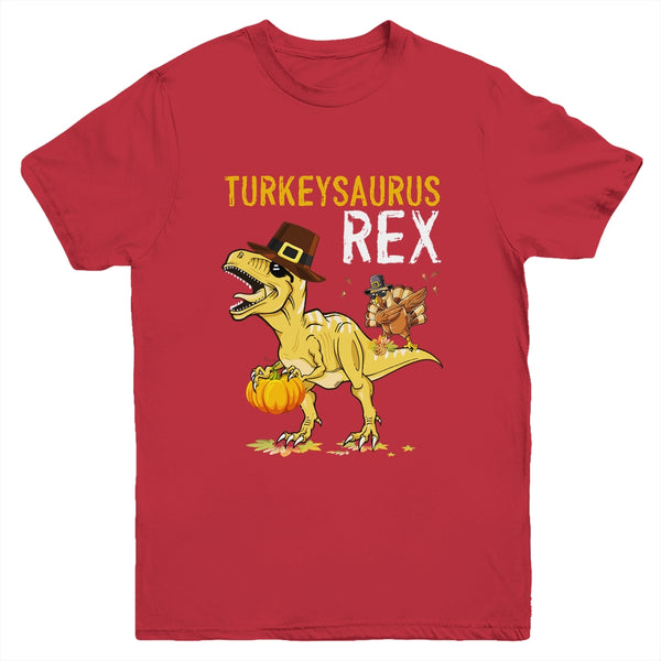 Turkeysaurus Rex Dab Turkey Dino Toddler Boys Thanksgiving Youth Youth T Shirt Red 600x.jpg