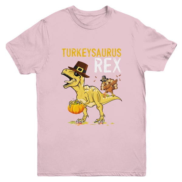 Turkeysaurus Rex Dab Turkey Dino Toddler Boys Thanksgiving Youth Youth T Shirt Light Pink 600x.jpg