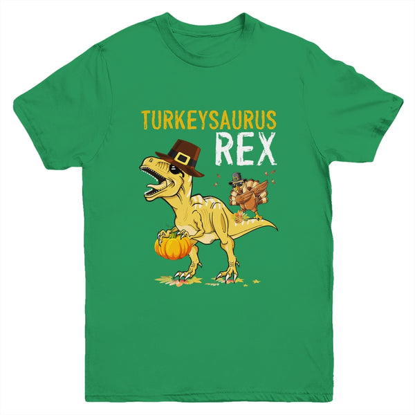 Turkeysaurus Rex Dab Turkey Dino Toddler Boys Thanksgiving Youth Youth T Shirt Irish Green 600x.jpg