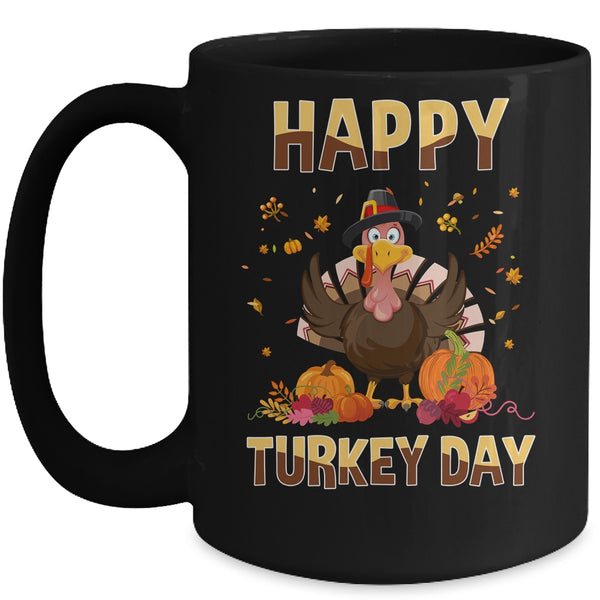 Thanksgiving Holiday Present Happy Turkey Day Mug 15oz Mug Black front 600x.jpg