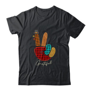 Peace Love Turkey Grateful Turkey Hand Sign Thanksgiving Classic T Shirt Black 600x.jpg