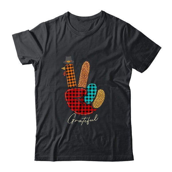 Peace Love Turkey Grateful Turkey Hand Sign Thanksgiving Classic T Shirt Black 600x.jpg