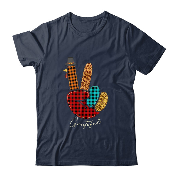 Peace Love Turkey Grateful Turkey Hand Sign Thanksgiving Classic T Shirt Navy 600x.jpg