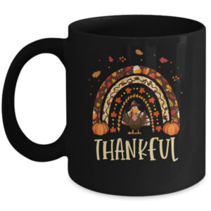 Thankful Thanksgiving Rainbow Turkey Mug 11oz Mug Black front 600x.jpg