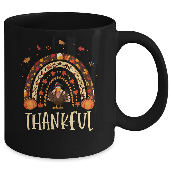 Thankful Thanksgiving Rainbow Turkey Mug 11oz Mug Black back 600x.jpg