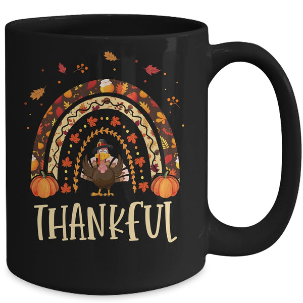 Thankful Thanksgiving Rainbow Turkey Mug 15oz Mug Black back 600x.jpg