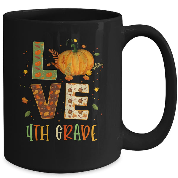 Love Fourth Grade Happy Fall Thanksgiving Mug 15oz Mug Black back 600x.jpg
