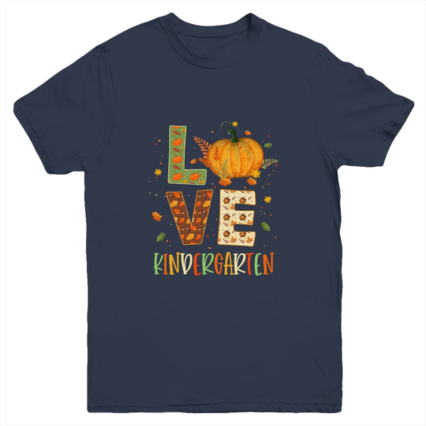 Love Kindergarten Happy Fall Thanksgiving Youth Youth T Shirt Navy 600x.jpg