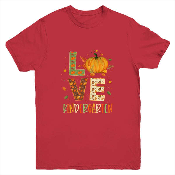 Love Kindergarten Happy Fall Thanksgiving Youth Youth T Shirt Red 600x.jpg