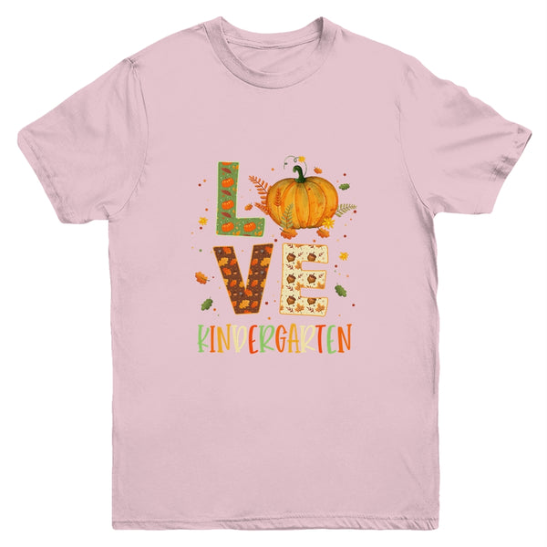 Love Kindergarten Happy Fall Thanksgiving Youth Youth T Shirt Light Pink 600x.jpg