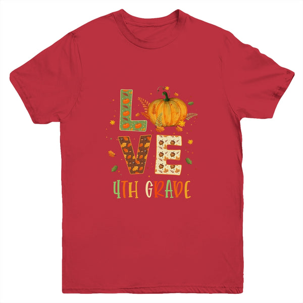 Love Fourth Grade Happy Fall Thanksgiving Youth Youth T Shirt Red 600x.jpg