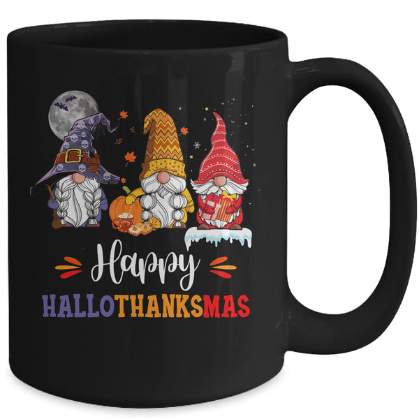 Halloween Thanksgiving Christmas Happy HalloThanksMas Gnomes Mug 15oz Mug Black back 600x.jpg