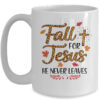 Fall For Jesus He Never Leaves Leopard Partten Mug 15oz Mug White front 600x.jpg