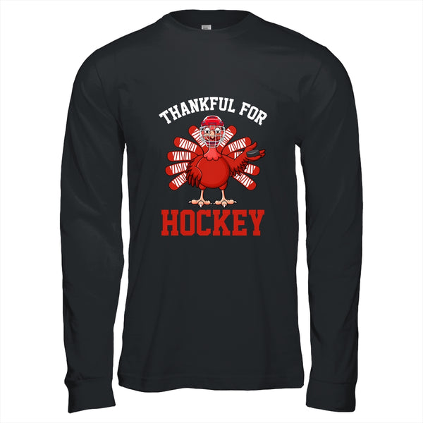 Thankful For Hockey Turkey Thanksgiving Long Sleeve T Shirt Black 600x.jpg