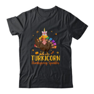 Unicorn Turkey Funny Thanksgiving Girls Gift Classic T Shirt Black 600x.jpg