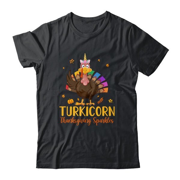 Unicorn Turkey Funny Thanksgiving Girls Gift Classic T Shirt Black 600x.jpg