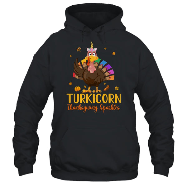 Unicorn Turkey Funny Thanksgiving Girls Gift Pullover Hoodie Black 600x.jpg