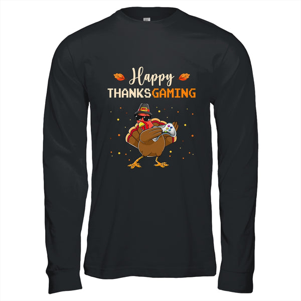 Happy Thanksgiving Video Game Dabbing Turkey Long Sleeve T Shirt Black 600x.jpg