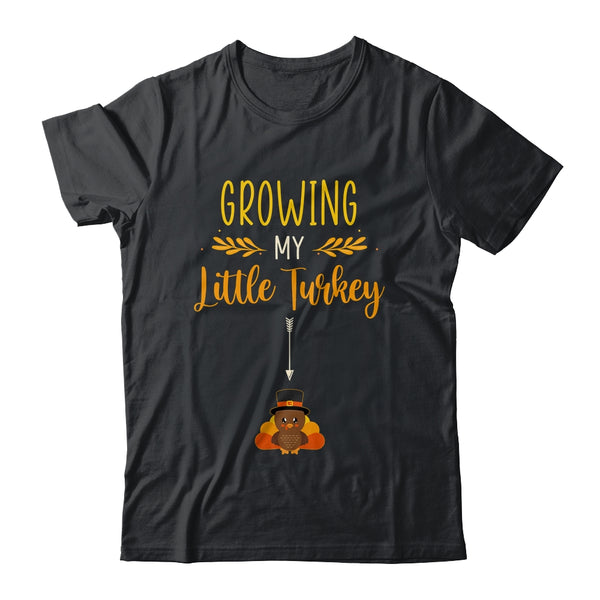 Growing My Turkey Thanksgiving Pregnancy Announcement Classic T Shirt Black 600x.jpg