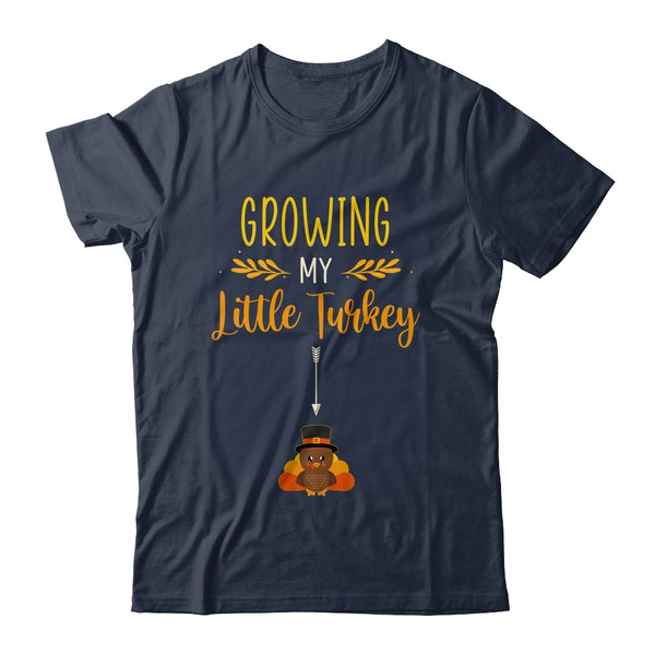 Growing My Turkey Thanksgiving Pregnancy Announcement Classic T Shirt Navy 600x.jpg