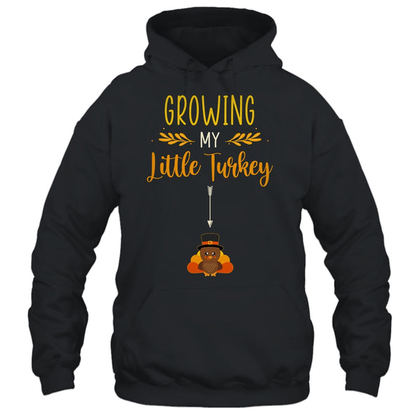 Growing My Turkey Thanksgiving Pregnancy Announcement Pullover Hoodie Black 600x.jpg