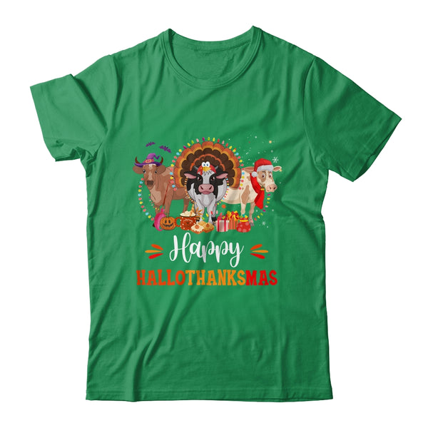 Happy Hallothanksmas Cow Turkey Halloween Thanksgiving Gifts Classic T Shirt Irish Green 600x.jpg