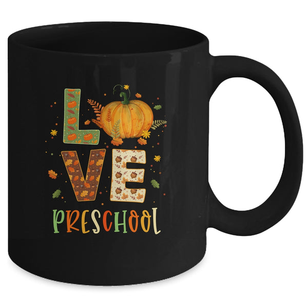 Love Preschool Happy Fall Thanksgiving Mug 11oz Mug Black back 600x.jpg