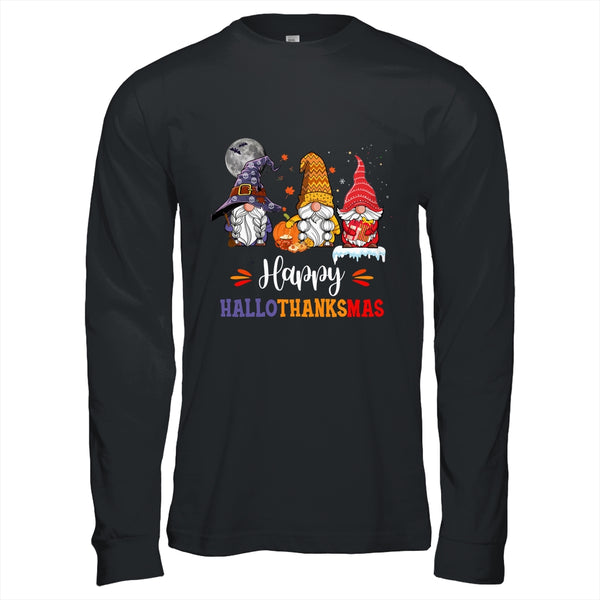Halloween Thanksgiving Christmas Happy HalloThanksMas Gnomes Long Sleeve T Shirt Black 600x.jpg