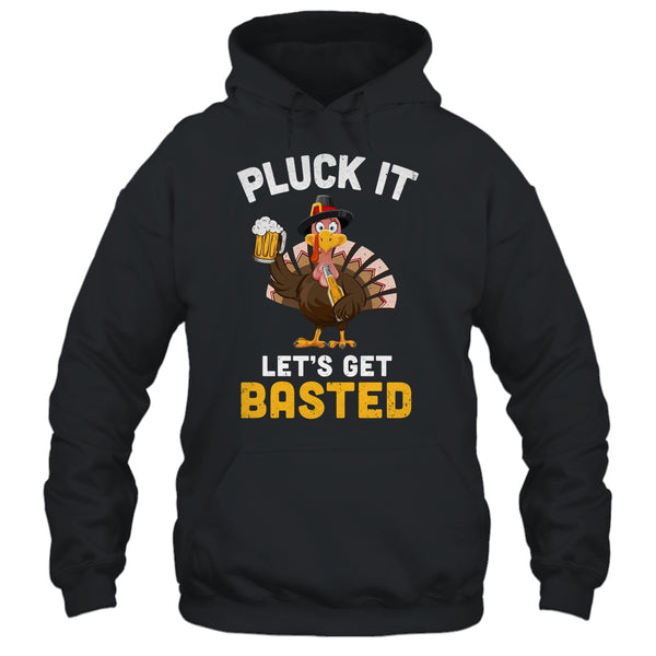 Funny Thanksgiving Pluck It Let s Get Basted Turkey Beer Pullover Hoodie Black 600x.jpg
