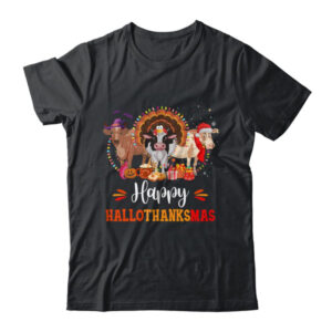 Happy Hallothanksmas Cow Turkey Halloween Thanksgiving Gifts Classic T Shirt Black 600x 1.jpg