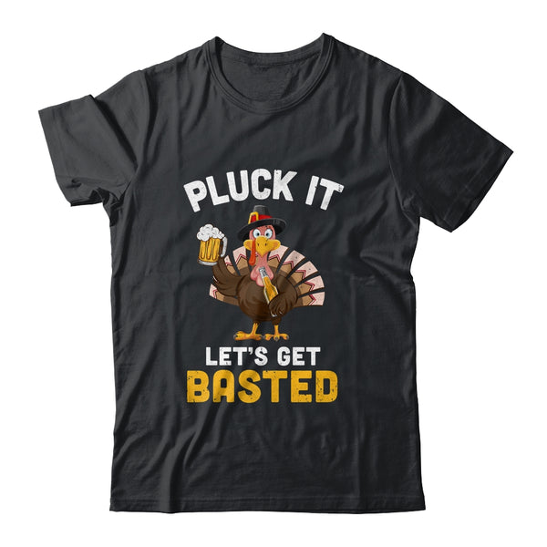 Funny Thanksgiving Pluck It Let s Get Basted Turkey Beer Classic T Shirt Black 600x 1.jpg