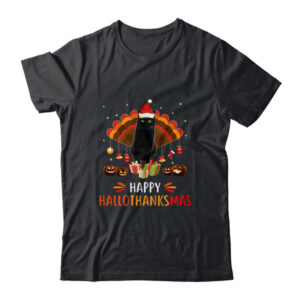 Black Cat Halloween Thanksgiving Christmas Hallothanksmas Classic T Shirt Black 600x.jpg