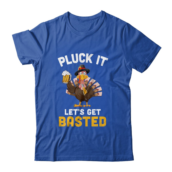 Funny Thanksgiving Pluck It Let s Get Basted Turkey Beer Classic T Shirt Royal 600x 2.jpg