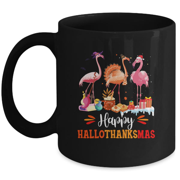 Flamingo Halloween Merry Christmas Happy Hallothanksmas Mug 11oz Mug Black 600x.jpg