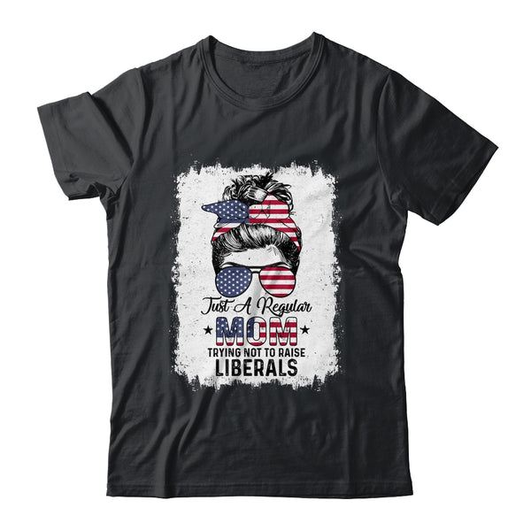 Just A Regular Mom Trying Not To Raise Liberals US Flag Classic T Shirt Black 600x.jpg