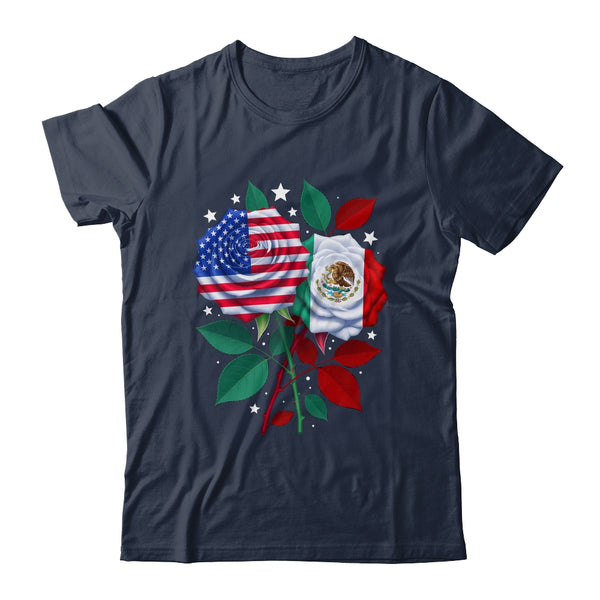 Mexico USA Flag Mexican Flag American Rose Flower Shirt Hoodie Classic T Shirt Navy 600x.jpg