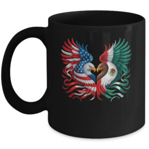 America Mexico Flag Vintage Mexican Roots American Flag Mug 11oz Mug Black front 600x.jpg