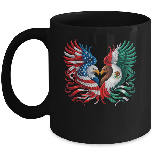 America Mexico Flag Vintage Mexican Roots American Flag Mug 11oz Mug Black front 600x.jpg