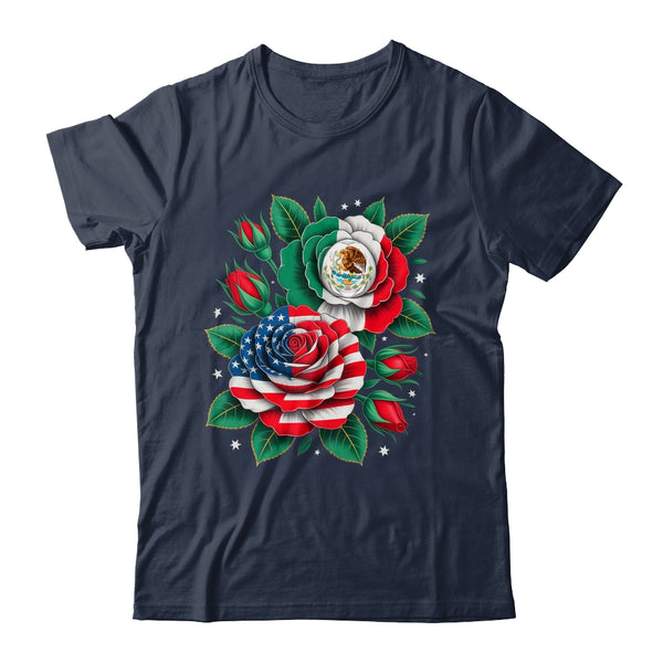 Mexico Mexican Flag USA American Flag Rose Flower Mexicana Shirt Tank Top Classic T Shirt Navy 600x.jpg