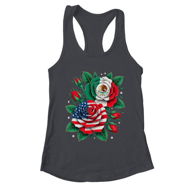 Mexico Mexican Flag USA American Flag Rose Flower Mexicana Shirt Tank Top Women s Ideal Racerback Tank Black 600x.jpg