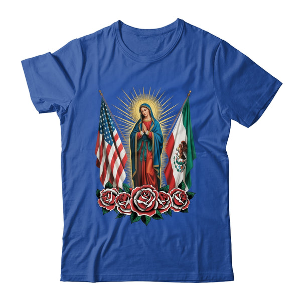 Virgen De Guadalupe Faith Mexican Mexico American USA Flag Shirt Hoodie Classic T Shirt Royal 600x.jpg