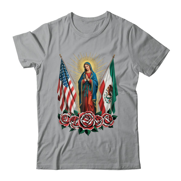Virgen De Guadalupe Faith Mexican Mexico American USA Flag Shirt Hoodie Classic T Shirt Sport Grey 600x.jpg