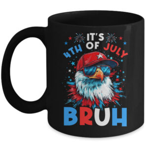 Bruh 4th Of July Boys Kids Fourth Of July Bald Eagle Mug 11oz Mug Black front 600x.jpg