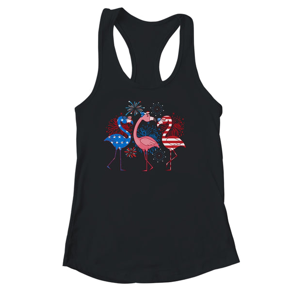 Flamingo 4th Of July American Flag Flamingo Independence Women s Ideal Racerback Tank Black 600x.jpg