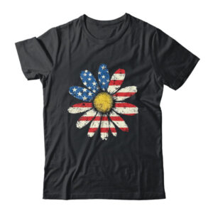 July 4th Daisy US Flag Spring Summer Wildflower Women Girls Shirt Tank Top Classic T Shirt Black 600x.jpg