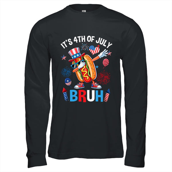Bruh 4th Of July Boys Kids Hotdog Funny Fourth Of July Shirt Hoodie Long Sleeve T Shirt Black 600x.jpg