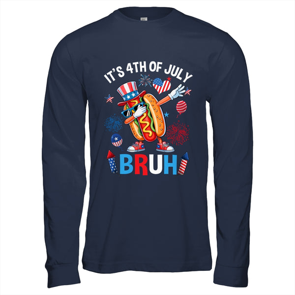 Bruh 4th Of July Boys Kids Hotdog Funny Fourth Of July Shirt Hoodie Long Sleeve T Shirt Navy 600x.jpg
