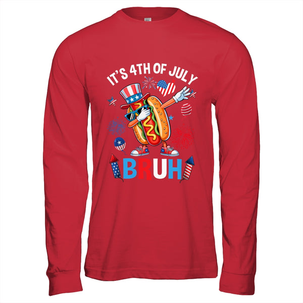 Bruh 4th Of July Boys Kids Hotdog Funny Fourth Of July Shirt Hoodie Long Sleeve T Shirt Red 600x.jpg