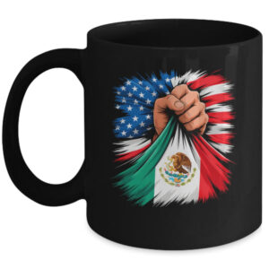 America Mexico Flag Vintage Mexican Roots American USA Mug 11oz Mug Black front 600x.jpg