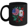 Mexico USA Flag Mexican Flag American Rose Flower Mug 11oz Mug Black front 600x.jpg